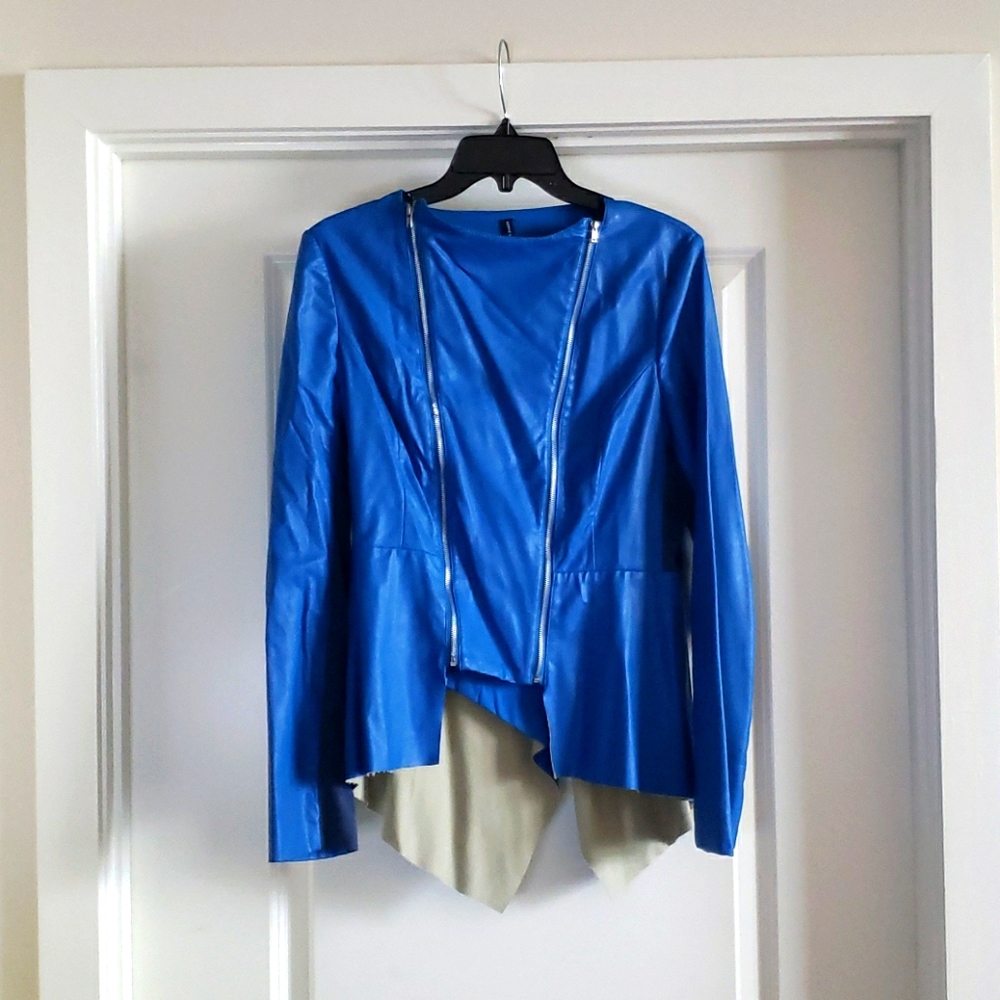 W118 by Walter Baker Blue Faux Leather Jacket